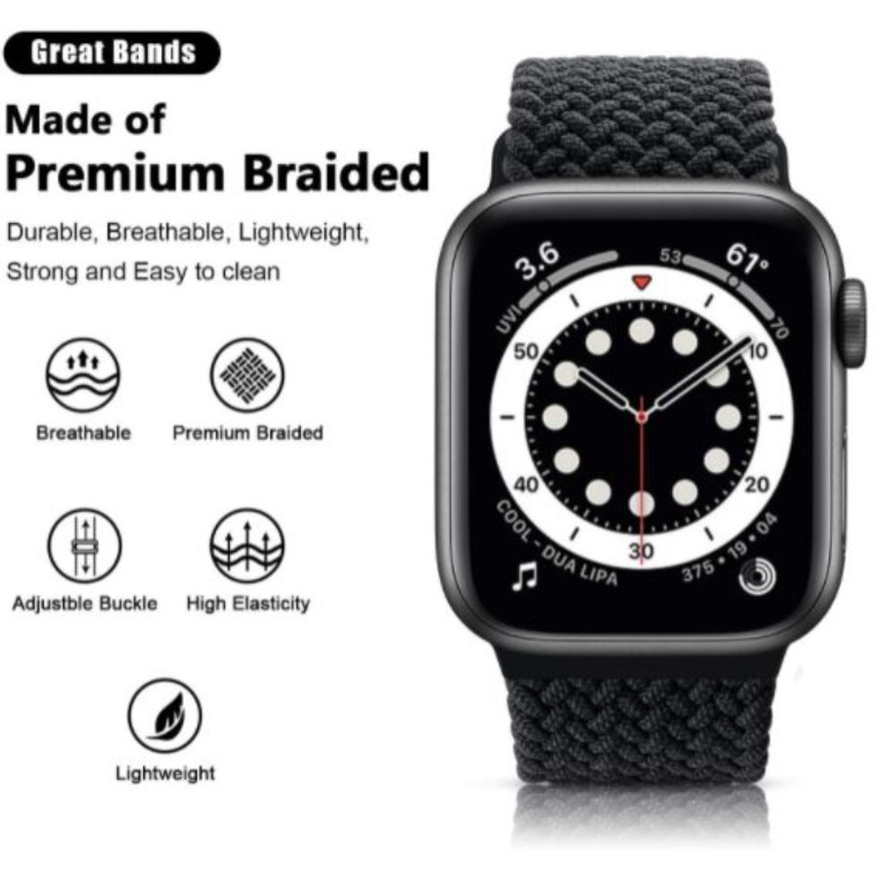 NEW Adjustable Braided Solo Loop For Apple Watch G - Picture 5 of 6